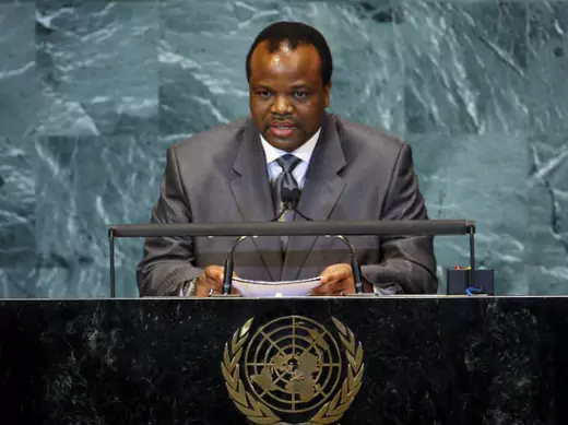 His Majesty King Mswati III, Head of State of the Kingdom of Swaziland addresses the 65th session of the United Nations General Assembly at the U.N. headquarters, in New York, September 25, 2010.