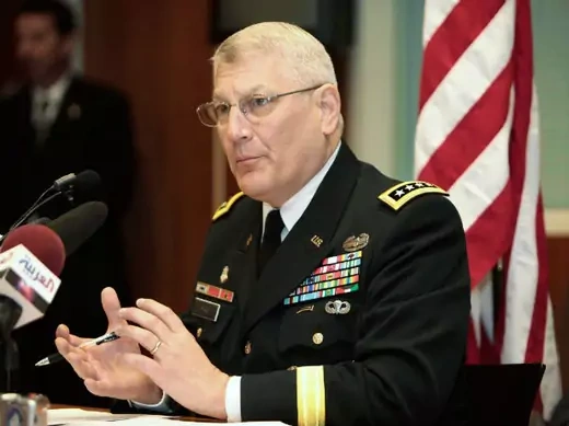 General Carter F. Ham, commander of the U.S. military's Africa Command, speaks during a news conference at the U.S. Embassy in Algiers June 1, 2011.