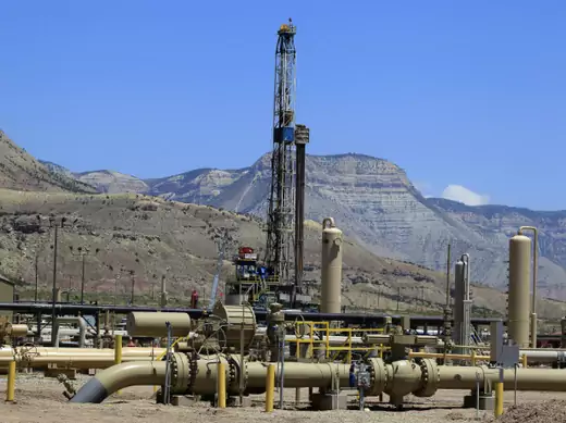 A natural gas drilling rig operates outside Rifle, Colorado (George Frey/Courtesy Reuters).