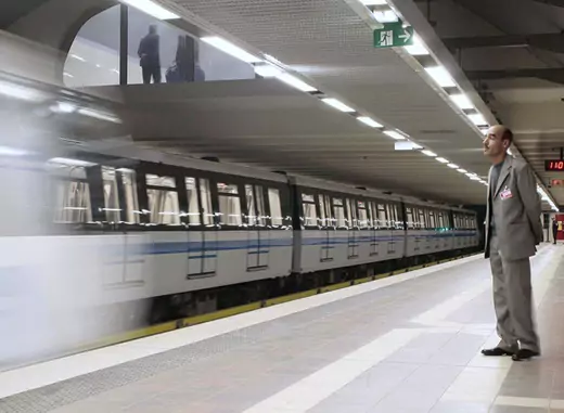 A new metro subway train arrives at the newly opened metro system in Algiers on October 31, 2011 (Ramzi Boudina/Courtesy Reuters).