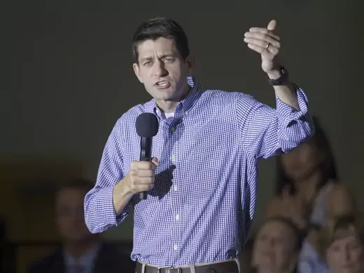 Paul Ryan addresses supporters at a rally in Las Vegas. (Steve Marcus/courtesy Reuters)