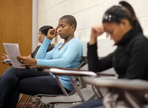 Students listen to professor Christian Agunwamba during a "Fundamentals of Algebra" class at Bunker Hill Community College in Boston, Massachusetts (Brian Snyder/Courtesy Reuters).