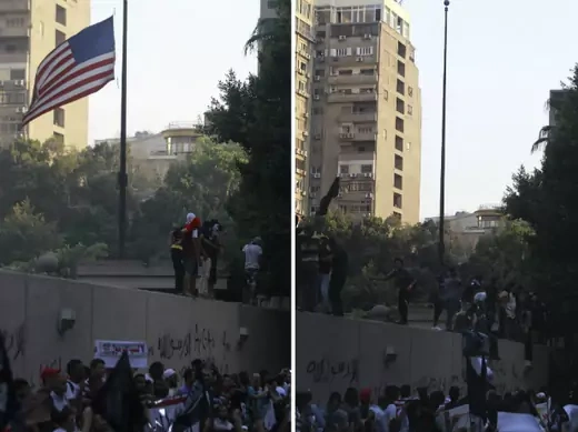 Protesters gather around U.S. Embassy in Cairo