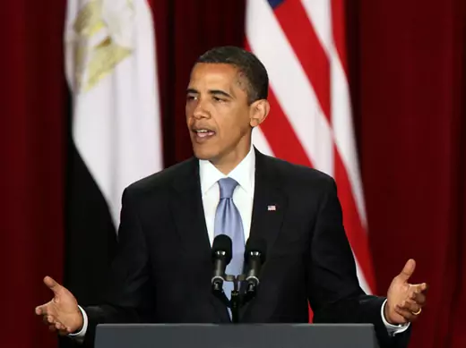 U.S. President Barack Obama delivers a speech in the Grand Hall of Cairo University