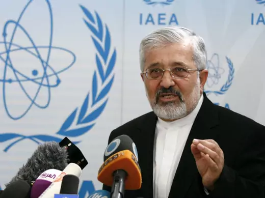 Iran's International Atomic Energy Agency ambassador Ali Asghar Soltanieh reacts as he addresses a news conference during a board of governors meeting at the United Nations headquarters (Herwig Prammer/Courtesy Reuters). 