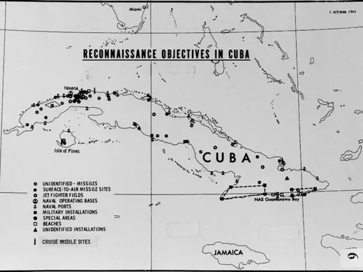 A CIA chart of "reconnaissance objectives in Cuba," dated October 5, 1962. (Dino A. Brugioni Collection, The National Security Archive, Washington, DC)
