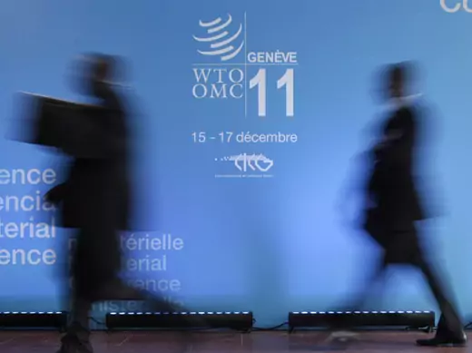 Delegates arrive at the eighth World Trade Organization Ministerial Conference in Geneva on December 15, 2011 (Denis Balibouse/Courtesy Reuters).