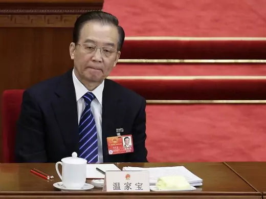 China's Premier Wen Jiabao attends the second plenary meeting of the National People's Congress in Beijing on March 8, 2012. 