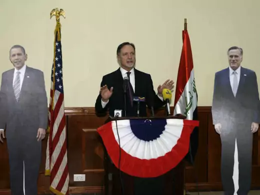 U.S. ambassador to Iraq Robert Stephen Beecroft speaks during a news conference in Baghdad after the announcement of Obama's victory on November 7, 2012 (Mohammed/Courtesy Reuters).