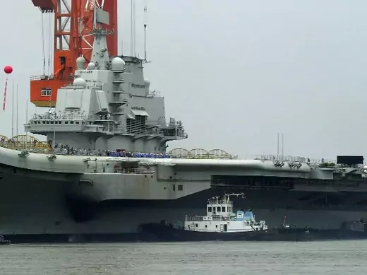 The Liaoning, China's first aircraft carrier, seen following its maiden sea trial at Dalian Port, Liaoning province, on August 15, 2011.