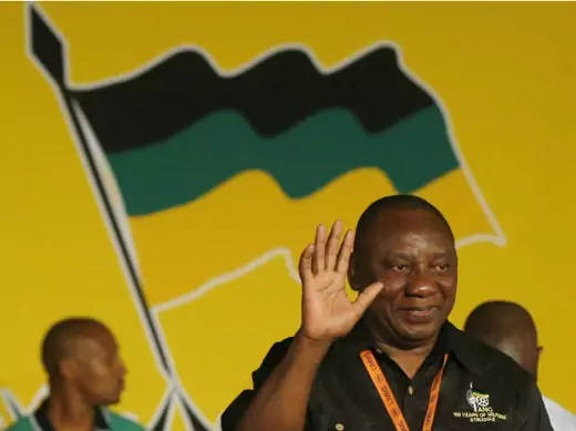 Ramaphosa celebrates his election as party Deputy President at the National Conference of the ruling African National Congress in Bloemfontein 18/12/2012. 