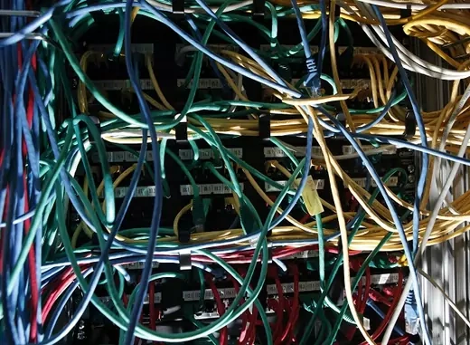 Internet cables are seen at a server room in this picture illustration taken in Warsaw