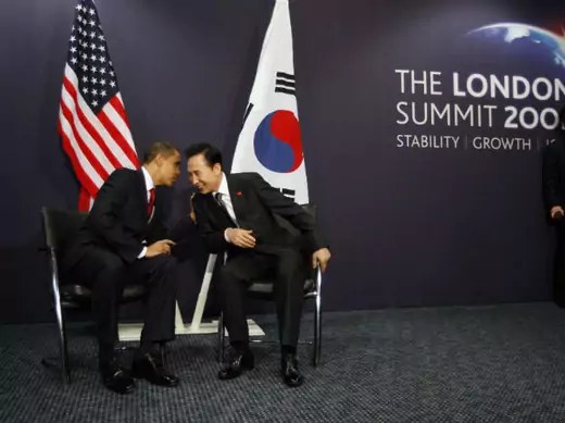 President Obama and Lee at G20 Summit in London
