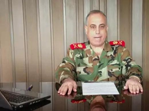 General Abdelaziz Jassim al-Shalal, the head of Syria's military police, speaks in a video uploaded on a social media website on December 26, 2012 (Courtesy Reuters).