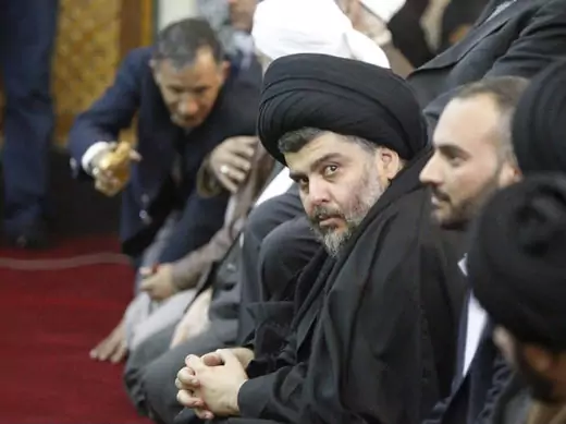 Iraqi Shi'ite cleric Sadr takes part in Friday prayers participated by Sunni and Shi'ite Muslim worshippers in a gesture of unity at the Abdul Qadir Gilani Mosque in Baghdad on January 4, 2012 (Al-Sudani/Courtesy Reuters).