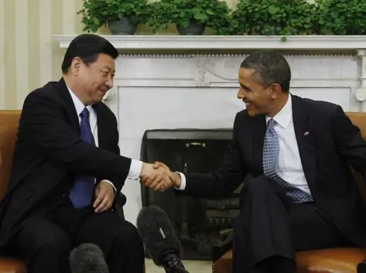 U.S. President Barack Obama shakes hands with China's Vice President Xi Jinping in the Oval Office of the White House in Washington on February 14, 2012.