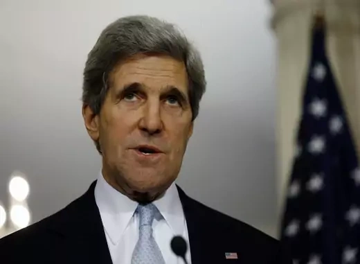 U.S. Secretary of State John Kerry speaks to the press following his meeting with Canada's Foreign Minister John Baird at the State Department in Washington