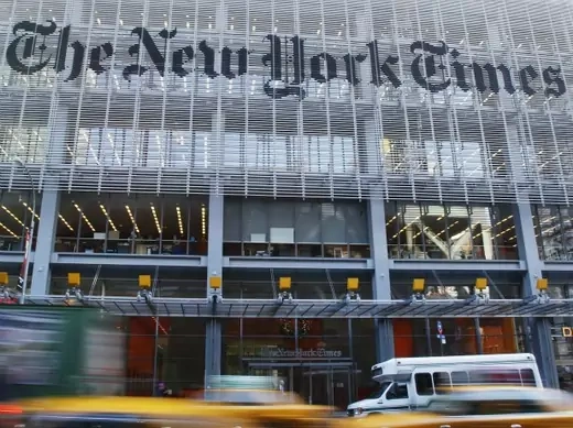 The facade of the New York Times building is seen in New York, on November 29, 2010.