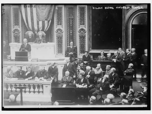 President Woodrow Wilson addresses Congress on the Tampico Incident, April 20, 1914 (Courtesy Library of Congress).