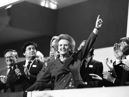 British prime minister Margaret Thatcher receives a standing ovation at the Conservative Party Conference in 1989 (Stringer/UK/Courtesy Reuters). 