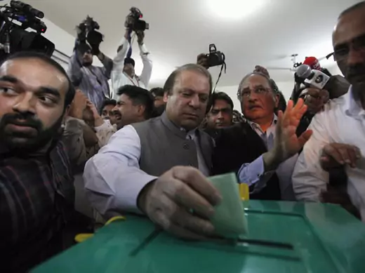 Nawaz Sharif casts his vote in Pakistan's May 11 general election (Mohsin Raza/Courtesy Reuters).