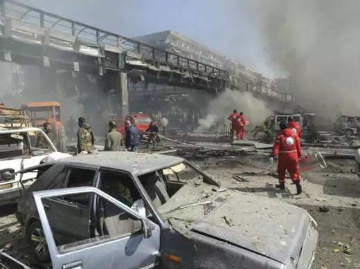 An explosion in Damascus (SANA/Courtesy Reuters).