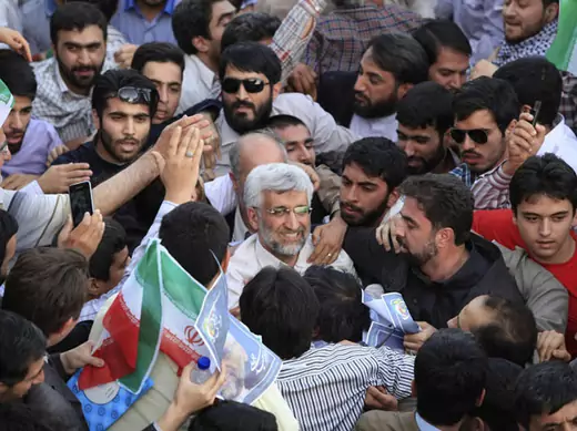 Supporters crowd around Iranian presidential candidate Saeed Jalili during a rally in Tehran on June 12 (Yalda Moayeri/Courtesy Reuters). 