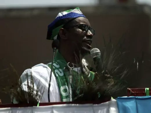 Action Congress of Nigeria (ACN) presidential candidate and former anti-corruption chief Nuhu Ribadu speaks during the flag-off of the ACN governorship campaign in Lagos March 5, 2011.