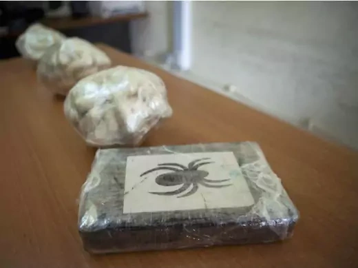 Cocaine is displayed to journalists after being seized by Guinea-Bissau's judicial police in the capital Bissau March 21, 2012.