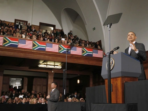 U.S. President Barack Obama delivers remarks at the University of Cape Town, June 30, 2013.