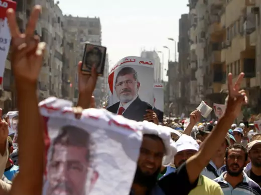 Supporters of deposed Egyptian president Mohamed Morsi shout slogans during a march from Al-Fath Mosque to the defence ministry, in Cairo July 30, 2013 (El Ghany/Courtesy Reuters).