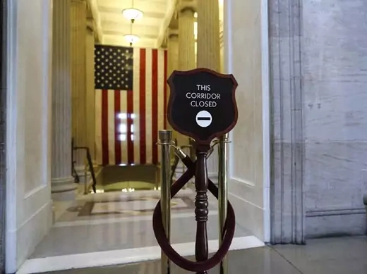 A corridor is closed to foot traffic at the U.S. Capitol (Jonathan Ernst/Courtesy Reuters).