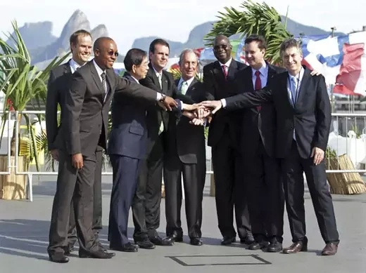 Mayors pose for picture during the Rio+C40 Megacity Mayors Taking Action on Climate Change in Rio de Janeiro