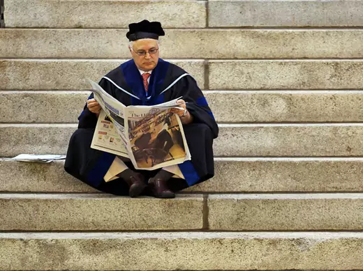 Thomas Michel, a professor at Harvard Medical School, waits for the start of the 360th Commencement Exercises at Harvard University in Cambridge, Massachusetts May 26, 2011. (Brian Snyder/Courtesy Reuters)