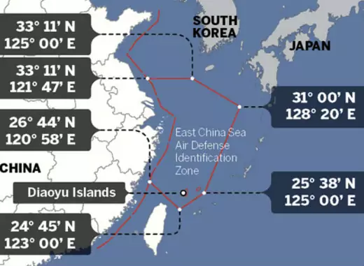 China announces new Air Defense Identification Zone across the East China Sea November 23, 2013 (Courtesy China's Ministry of National Defense).