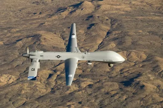 A U.S. Air Force MQ-1 Predator unmanned aerial vehicle assigned to the California Air National Guard's 163rd Reconnaissance Wing flies near the Southern California Logistics Airport in Victorville, California in this January 7, 2012 USAF handout photo obtained by Reuters February 6, 2013.