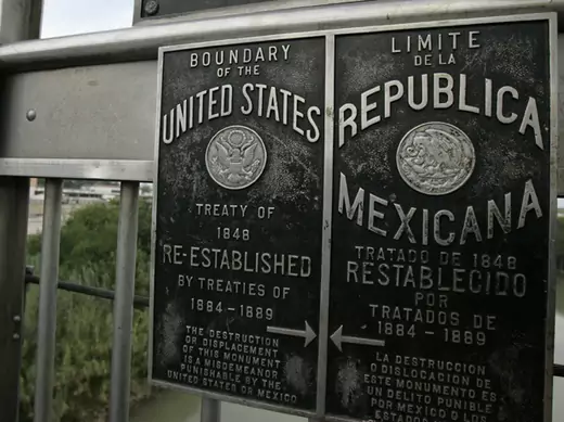 A monument marks the border between the U.S. and Mexico in Laredo, Texas (Jessica Rinaldi/Courtesy Reuters).