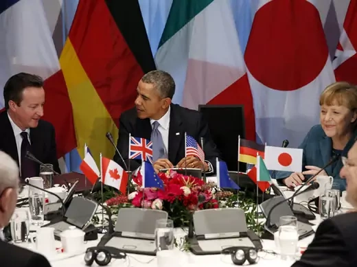 U.S. President Barack Obama participates in a G7 leaders meeting in the Hague March 24, 2014 (Kevin Lamarque/Courtesy Reuters).