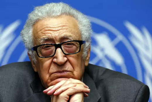 UN-Arab League envoy for Syria Lakhdar Brahimi pauses during a news conference at the United Nations European headquarters in Geneva January 27, 2014 (Balibouse/Courtesy Reuters).