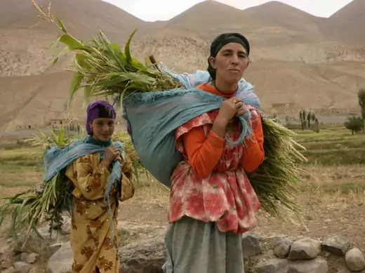 Women carry silage on their backs in the High Atlas, Morocco, August 2006 (Courtesy Reuters/Eve Coulon).