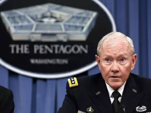 Chairman of the Joint Chiefs of Staff Gen. Martin Dempsey speaks in a press briefing at the Pentagon in Washington, September 26, 2014 (Downing/Courtesy Reuters).