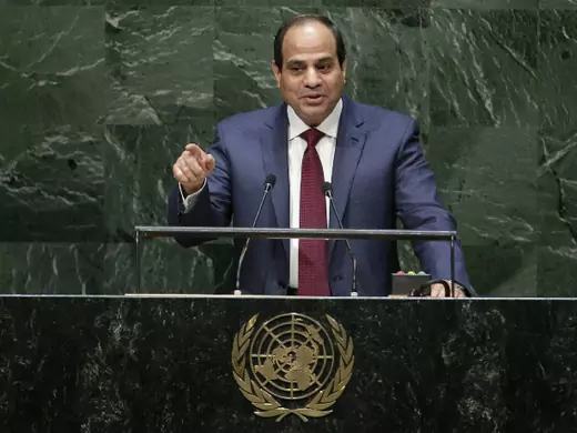 Egypt's President Abdel Fattah al-Sisi addresses the 69th United Nations General Assembly at U.N. headquarters in New York, September 24, 2014 (Segar/Courtesy Reuters).