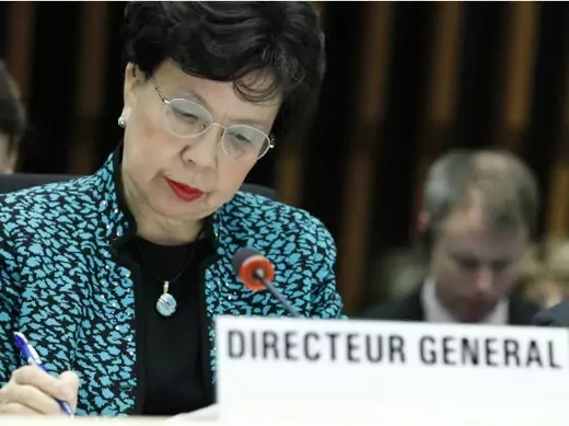 World Health Organization (WHO) Director-General Margaret Chan addresses the media during the Executive Board's special session on Ebola on January 25, 2015.