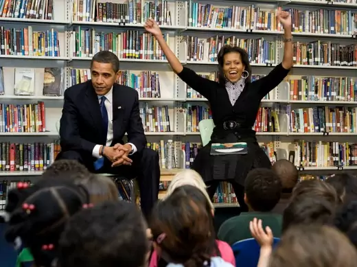 The Obamas will take their enthusiasm for education—illustrated here at the Capital City Public Charter School (Lower School), Washington, in February 2009—to reach adolescent girls abroad (Courtesy Larry Downing/Reuters). 
