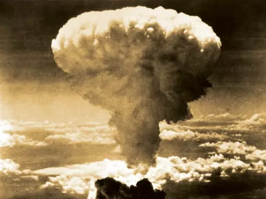 A mushroom cloud rises over Nagasaki, Japan, on August 9, 1945.