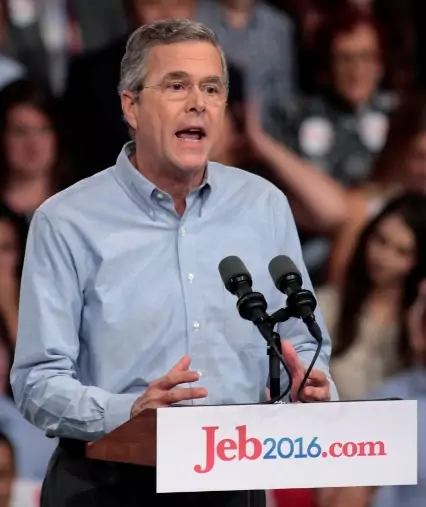 Republican U.S. presidential candidate and former Florida Governor Jeb Bush formally announces his campaign for the 2016 Republican presidential nomination during a kickoff rally in Miami, Florida June 15, 2015.