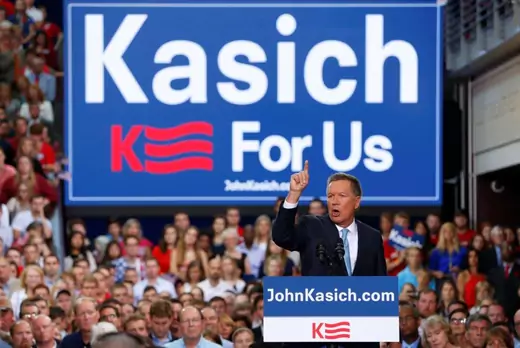 hio Governor John Kasich formally announces his campaign for the 2016 Republican presidential nomination during a kickoff rally in Columbus, Ohio July 21, 2015.