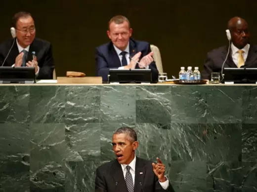 U.S. President Barack Obama addresses attendees during a plenary meeting of the United Nations Sustainable Development Summit 2015 at the United Nations headquarters in Manhattan, New York September 27, 2015. More than 150 world leaders are expected to attend the UN Sustainable Development Summit from September 25-27, 2015 at United Nations in New York to formally adopt an ambitious new sustainable development agenda, a press statement by the U.N. stated (Reuters/Mike Segar).