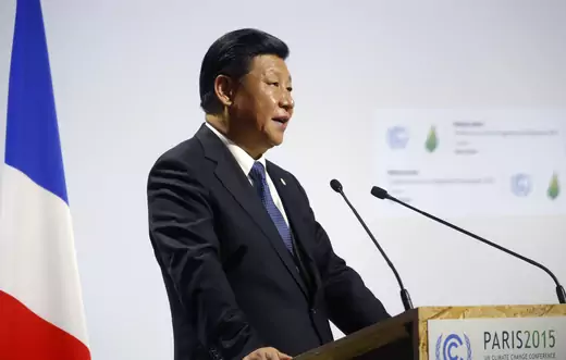Chinese President Xi Jinping delivers a speech for the opening day of the World Climate Change Conference 2015 (COP21) at Le Bourget, near Paris