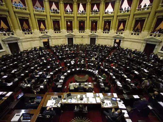 The Chamber of Deputies at the Argentine Congress is seen during a session in Buenos Aires